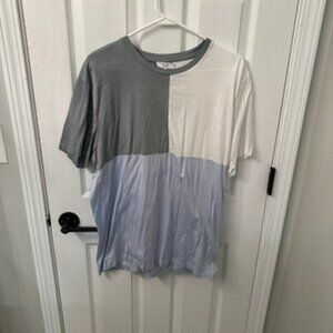 Reiss Men's Colorblock Short Sleeve Tee in Gray, White & Light Blue